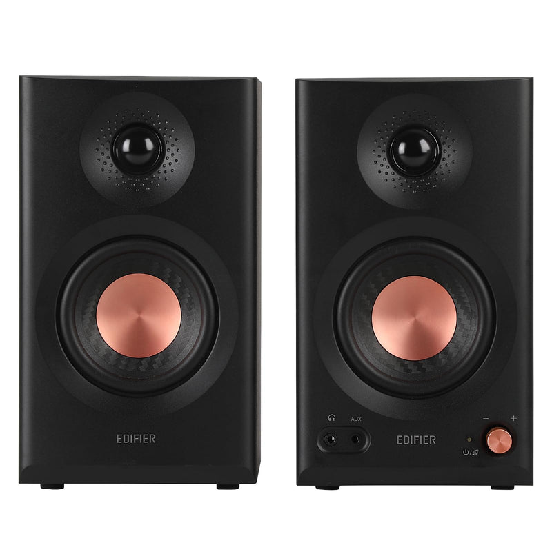Edifier MR3 Powered Studio Monitor Speakers, Hi-Res Audio Certified Bluetooth V5.4 Active Bookshelf Loudspeakers, 2.0 Computer Speaker with Headphone Output RCA AUX Balanced TRS Input - Black (Pair)