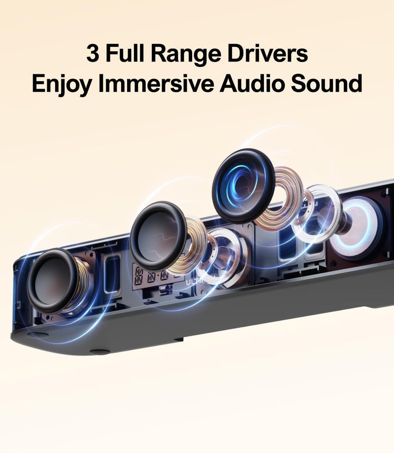 ULTIMEA 7.1ch Sound Bar with Subwoofer, Virtual Surround Sound System for TV, Sound Bar for Smart TV with 4 Surround Speakers, Peak Power 330W, TV Soundbar with App Control, Opt/AUX/BT, Aura A40