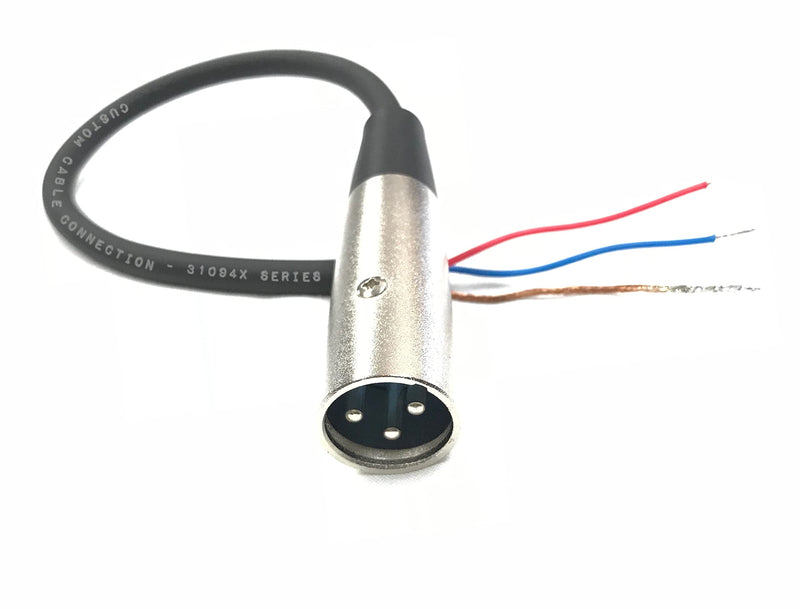 Custom Cable Connection 3 Foot Pro-Audio XLR Balanced Microphone Male to Blunt 24 AWG Economy Cable