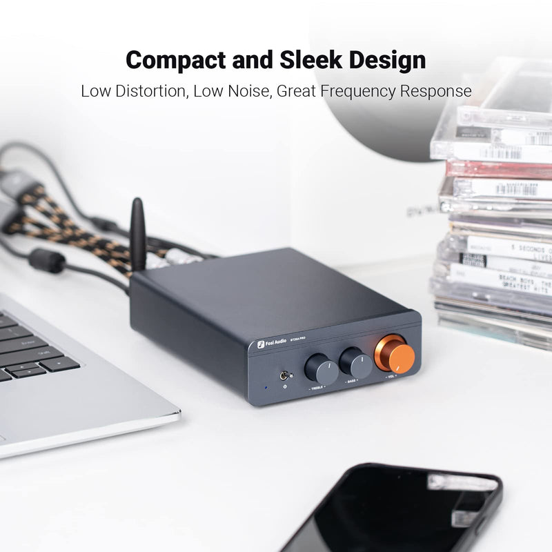 Fosi Audio BT20A Pro Bluetooth 5.0 Amplifier, 300W x2 Wireless Amp, TPA3255 2 Channel Mini Class D Integrated Home Audio Outdoor Stereo Receiver with Bass Treble Control for Passive Speakers