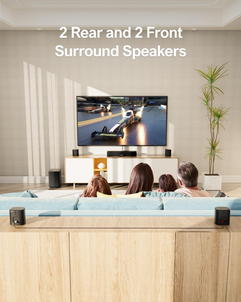 ULTIMEA 7.1ch Sound Bar with Subwoofer, Virtual Surround Sound System for TV, Sound Bar for Smart TV with 4 Surround Speakers, Peak Power 330W, TV Soundbar with App Control, Opt/AUX/BT, Aura A40