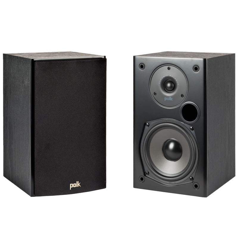 Polk Audio T15 Home Theater and Stereo Bookshelf Speakers – Deep Bass Response, Dolby and DTS Surround, Wall-Mountable, Pair, Black