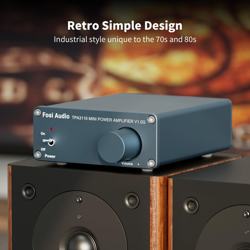 Fosi Audio V1.0G 2 Channel Class D Mini Stereo Amplifier for Home Speakers TPA3116 50W x 2 with Power Supply