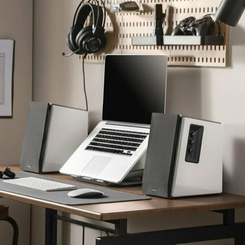 Edifier R1700BT Bluetooth Bookshelf Speaker - Active Near-Field Studio Monitors - Powered Speakers 2.0 Setup Wooden Enclosure - 66w RMS White