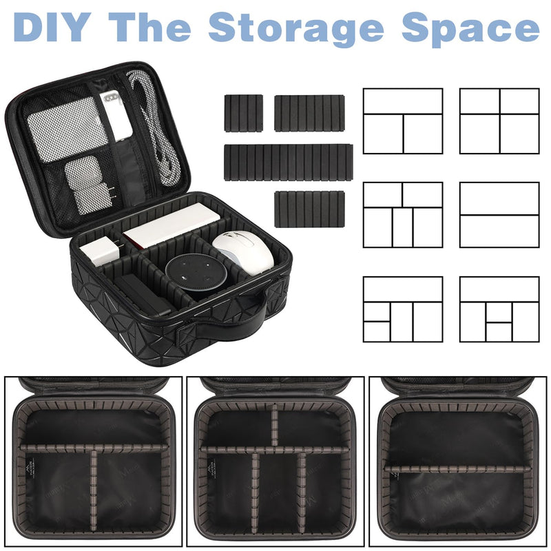 MATEIN Cord Organizer Case with Adjustable Divider, DJ Cable File Bag for DJ Gear, Sound Instrument and Music Equipment Accessories, Shockproof Portable Double Layer Cord Bags, Black