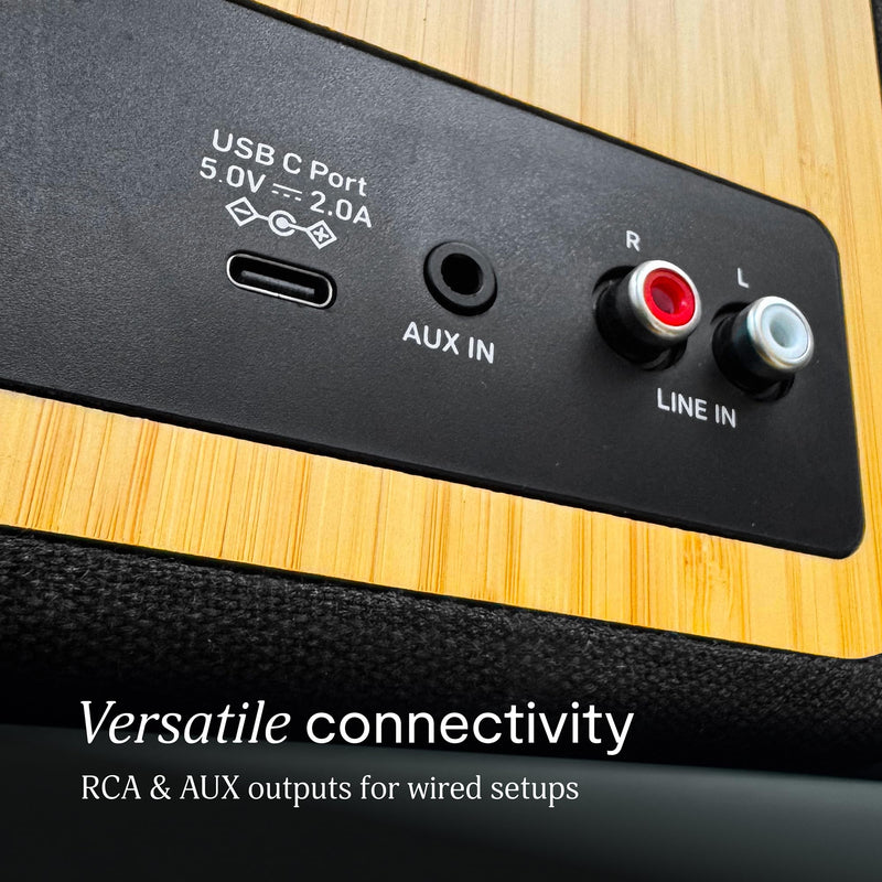 House of Marley Get Together Duo 2 Bluetooth Bookshelf Speakers, Hybrid Wired + Wireless Design, 25Hr Playtime, Upgraded Marley Signature Sound, RCA & AUX Inputs, Bamboo & Rewind Fabric